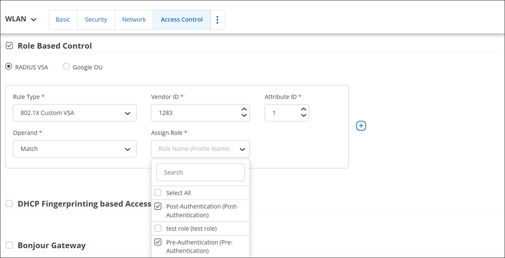 RoleBased Access Control for RADIUS MAC Authentication
